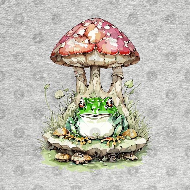 Watercolor Cottagecore Mushroom frog by Fashioned by You, Created by Me A.zed